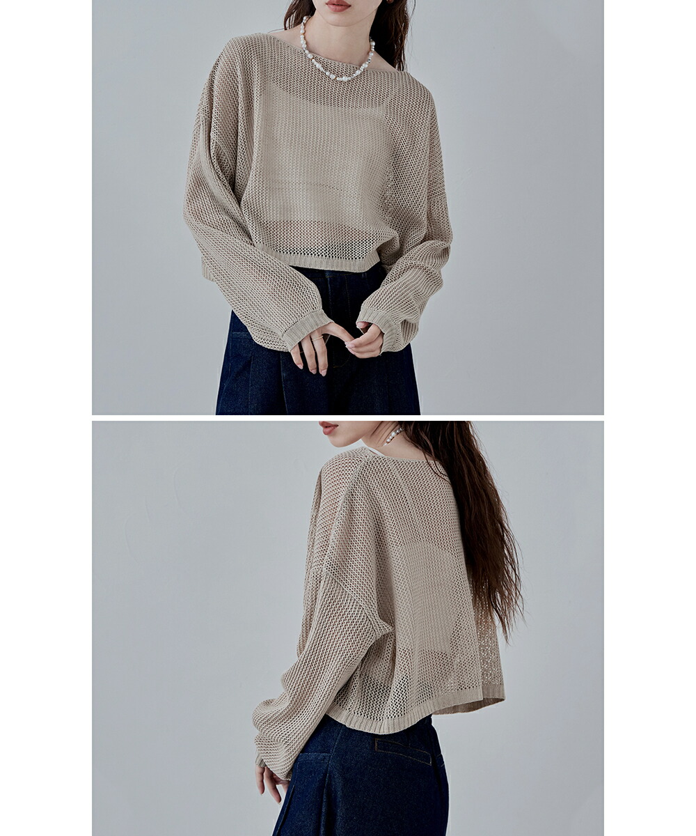 楽天市場】クロップドクロシェニットプルオーバー 透かし編み トップス