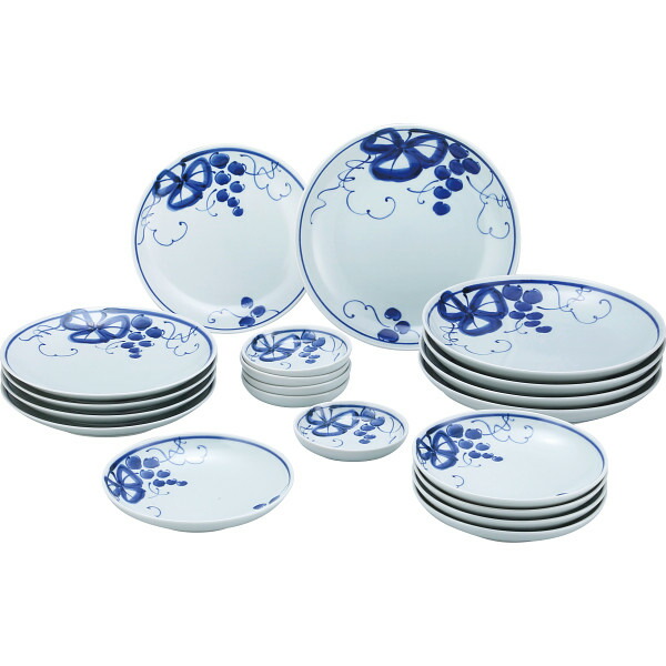 楽天市場】波佐見焼 古染青磁ぶどう絵 ホームセット皿20客揃 039-489M