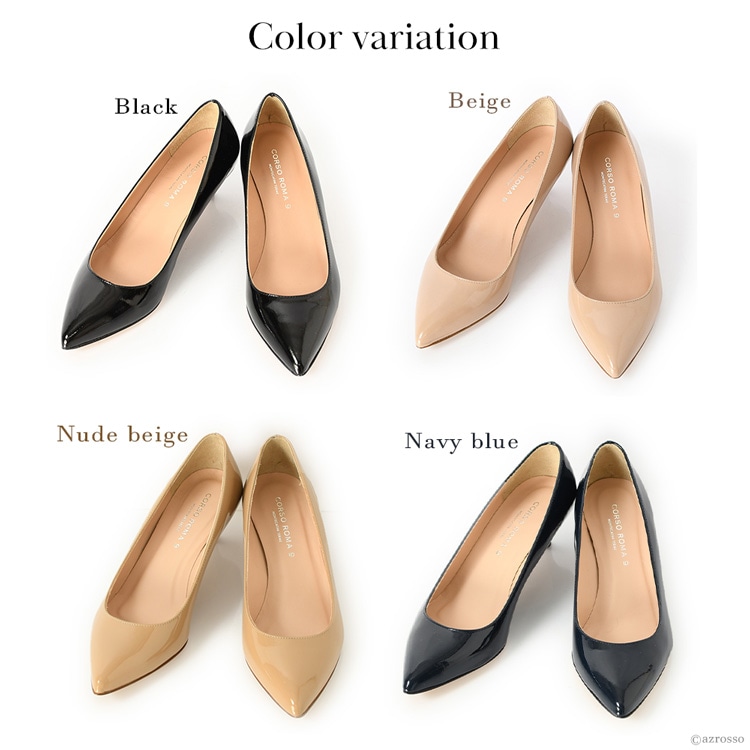 楽天市場】イタリア製 エナメル パンプス ローヒール ポインテッドトゥ