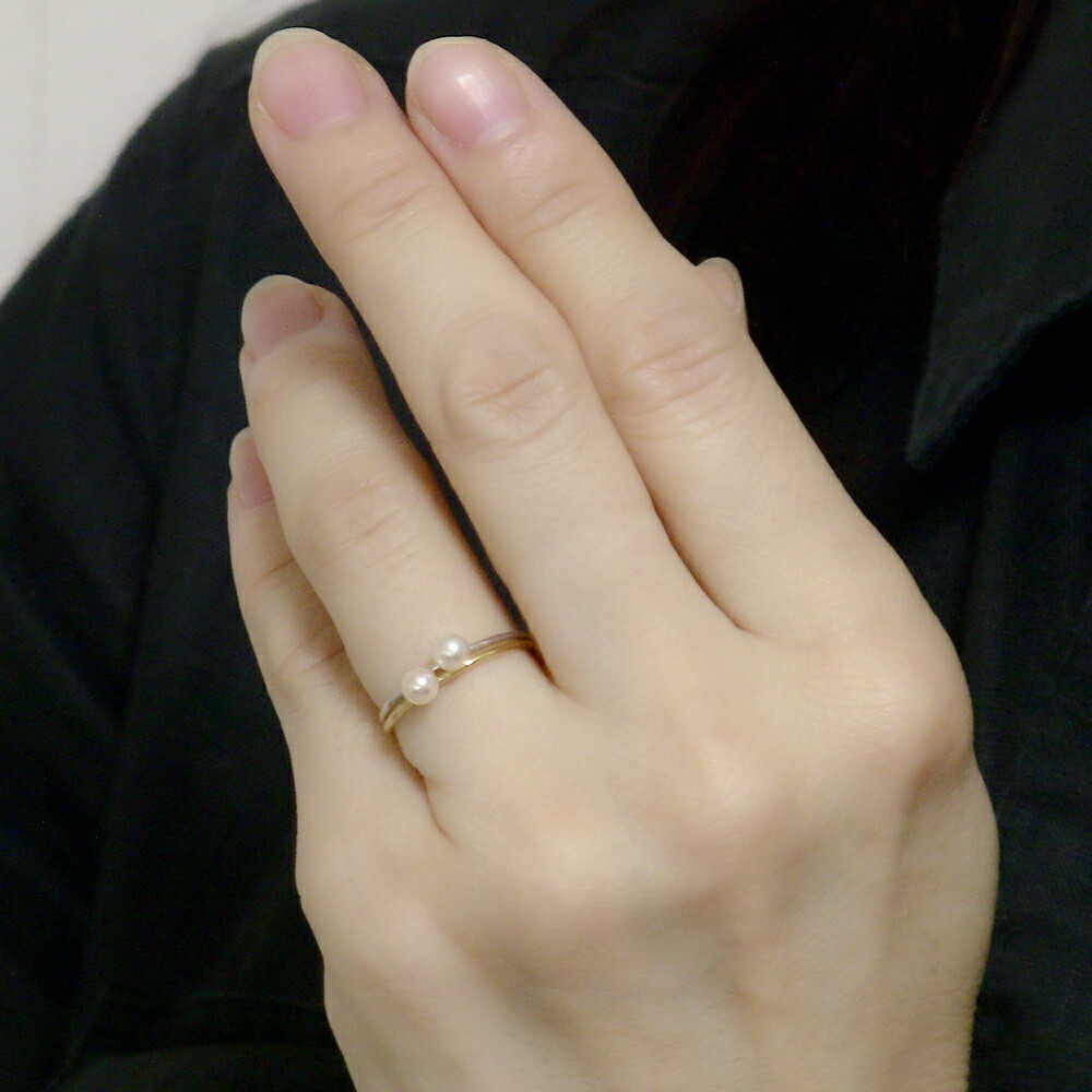 楽天市場】k18 パール リング 真珠 指輪 ピンキー あこや アコヤ 3mm