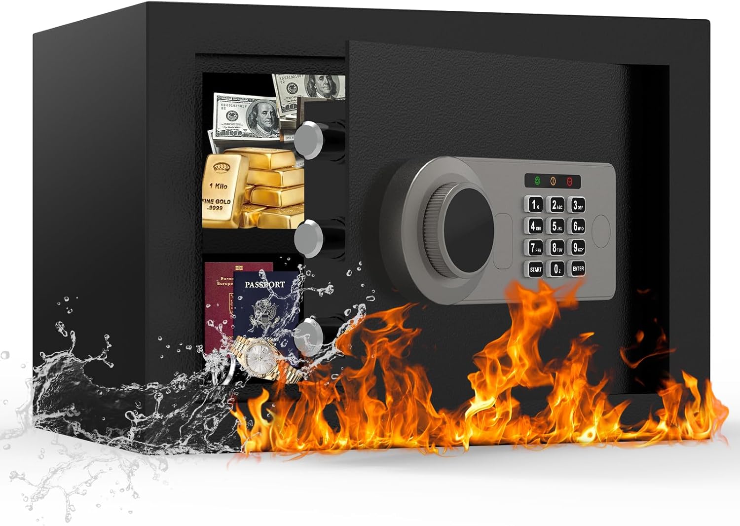 楽天市場】金庫 小型 [ 耐火 耐水/充電ケーブル付き] Diyife 電子式