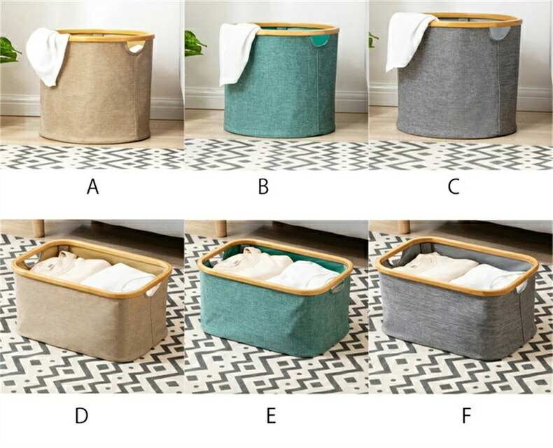 楽天市場】ランドリーバスケット 木製＋布 折りたたみ おしゃれ 大容量