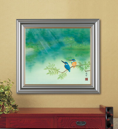 楽天市場】鈴木優莉 肉筆『 幸福の翡翠 』 軸装 額装 女流画家 肉筆 額