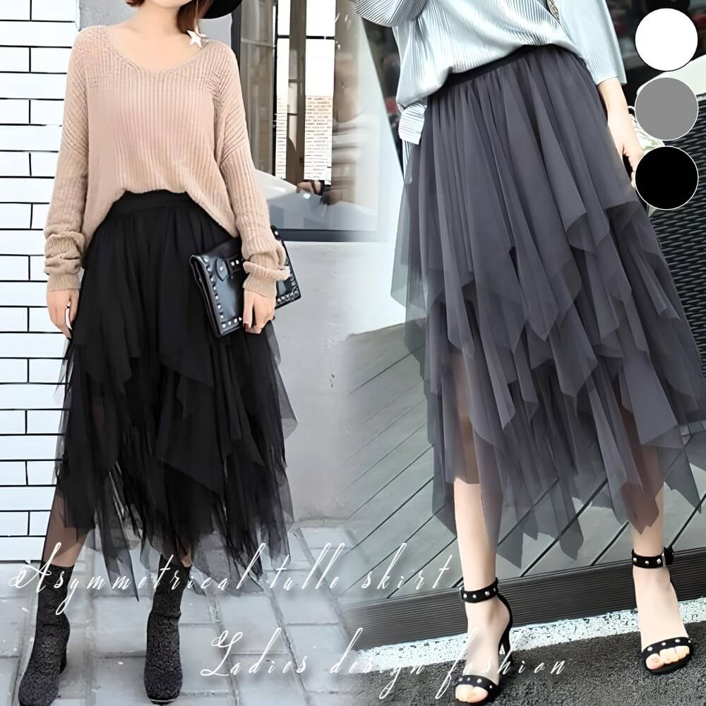 楽天市場】10%オフクーポン 【毎日当日発送】 アシンメトリー チュール