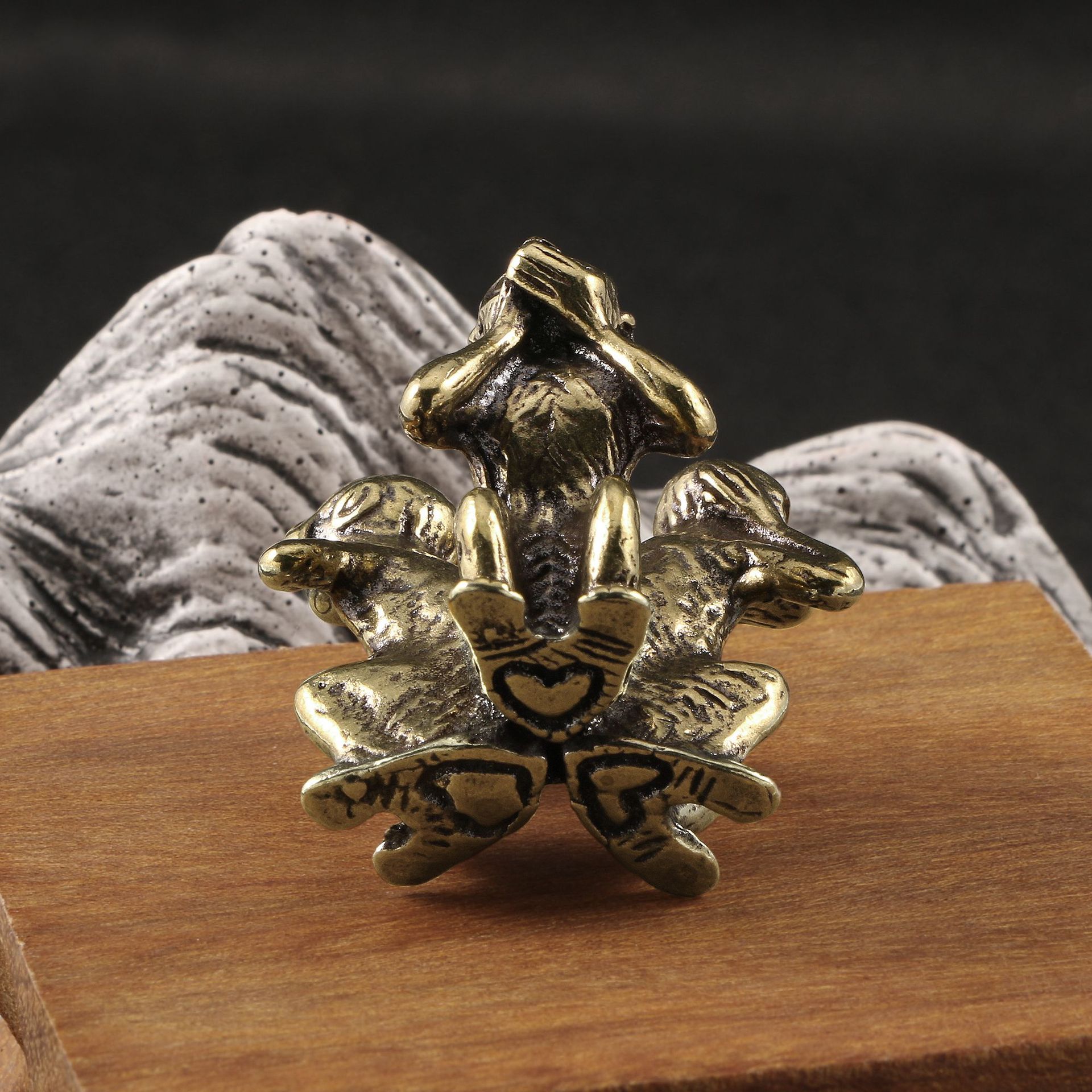 楽天市場】ヴィンテージ 無垢銅 三猿 茶ペット ブロンズ 彫刻家 装飾