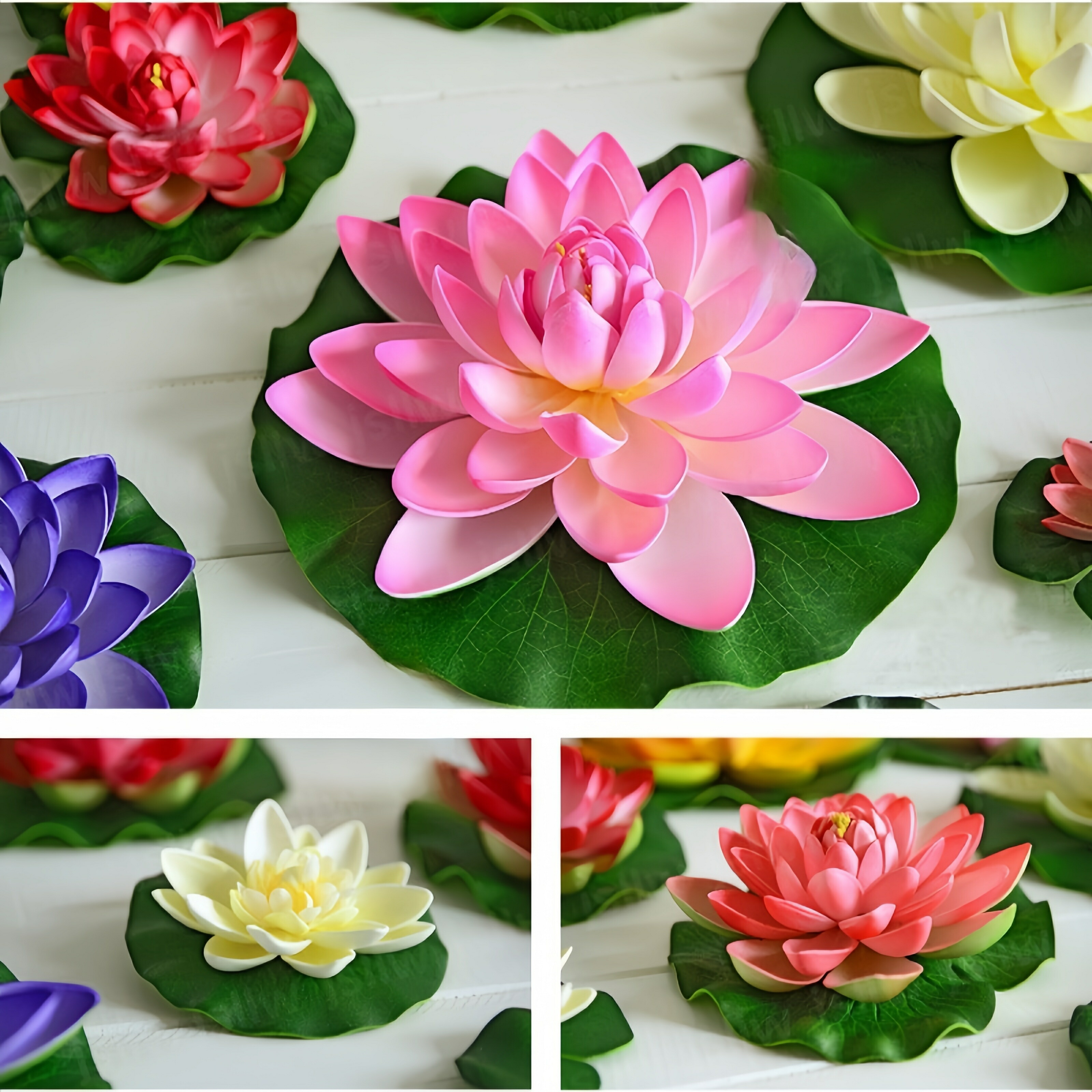 楽天市場】蓮の花 造花 蓮の葉付き 5色セット リアルな蓮の造花 水に