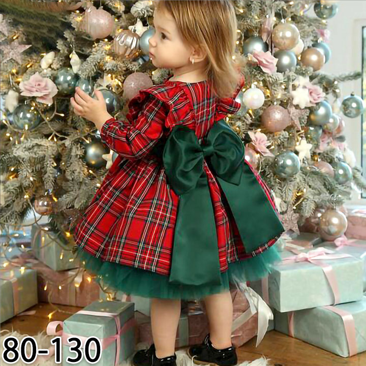 楽天市場】送料無料 ワンピース クリスマス 可愛い グリーン チェック