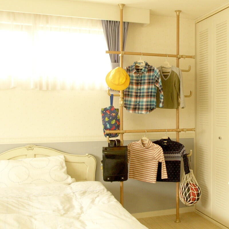 楽天市場】【2本セット】【簡単】ワンタッチ式突っ張りポールハンガー