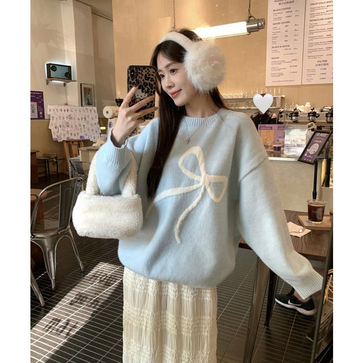 楽天市場】LOVERS 冬新作 リボン オーバーサイズ ニットプルオーバー