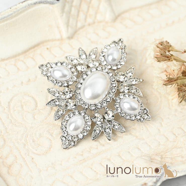 楽天市場】lunolumo ブローチ レディース パール ラインストーン