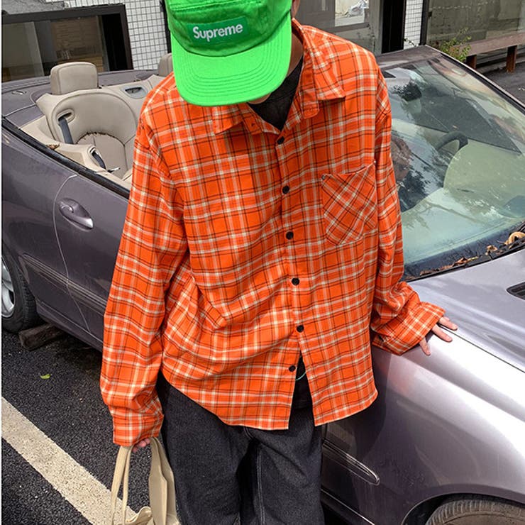 楽天市場】Decorative 柄シャツ ネルシャツ ネル生地 オレンジ 蛍光