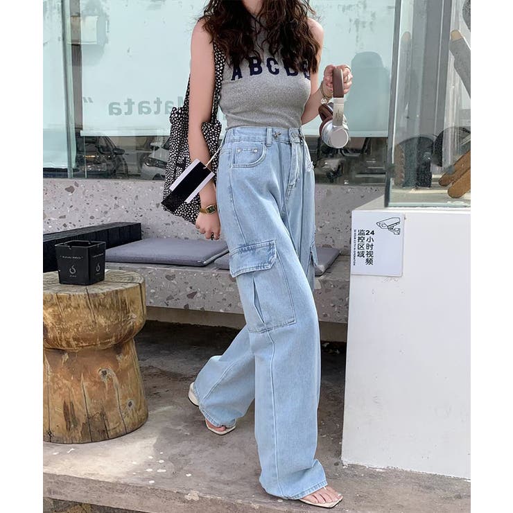 楽天市場】COCOMOMO デニムカーゴパンツ デニムパンツ 韓国