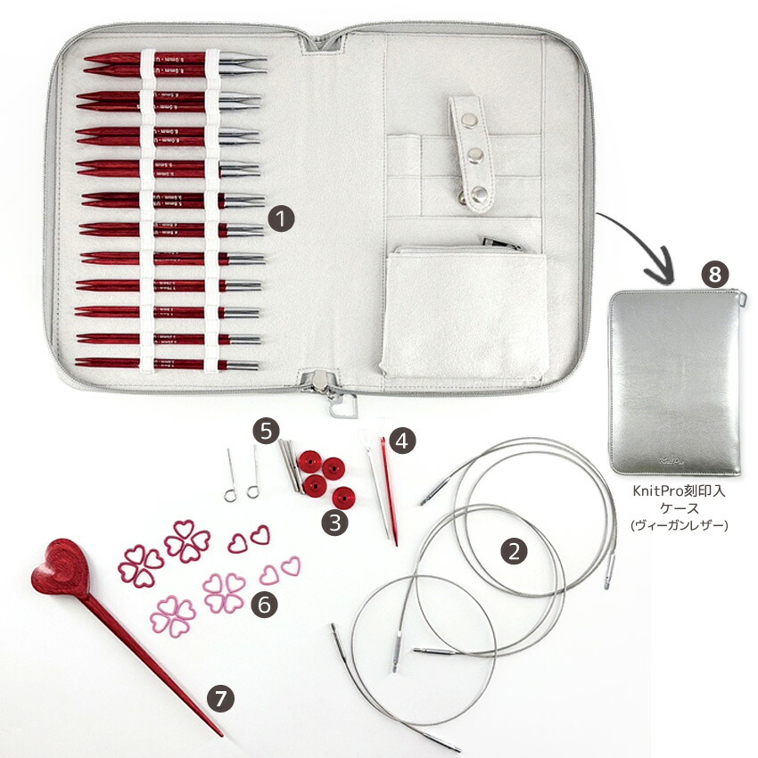 楽天市場】KnitPro＆teraiコラボ「amore Red 118」交換式輪針セット