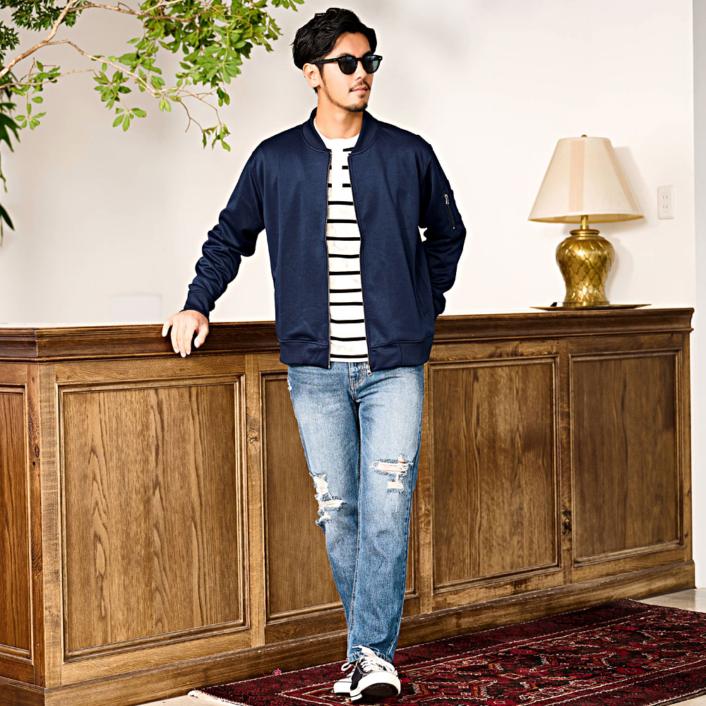 楽天市場】【送料無料】MA-1 メンズ アウター ストレッチ ジャージ素材