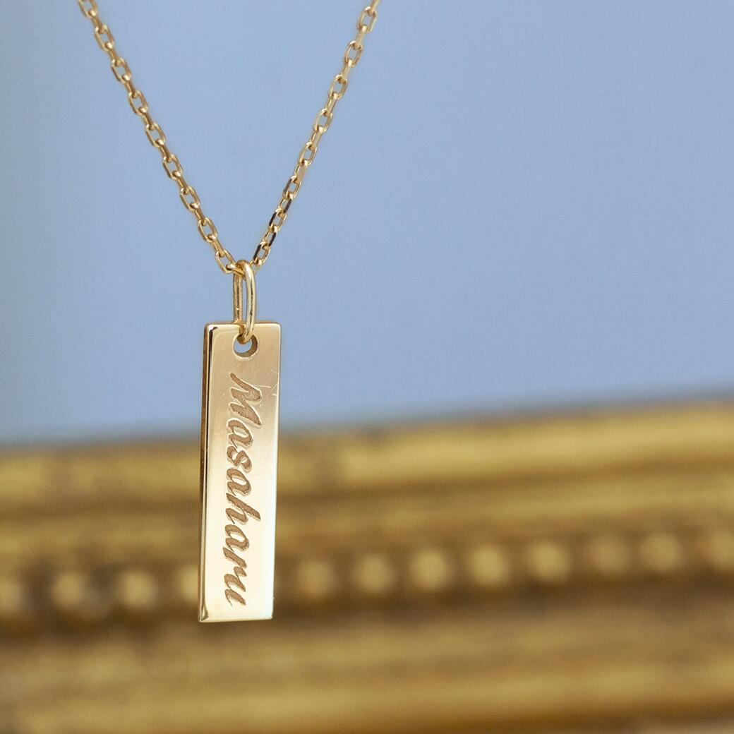 楽天市場】SISTINA K18 K10 縦プレート ネックレス S 刻印 ネーム