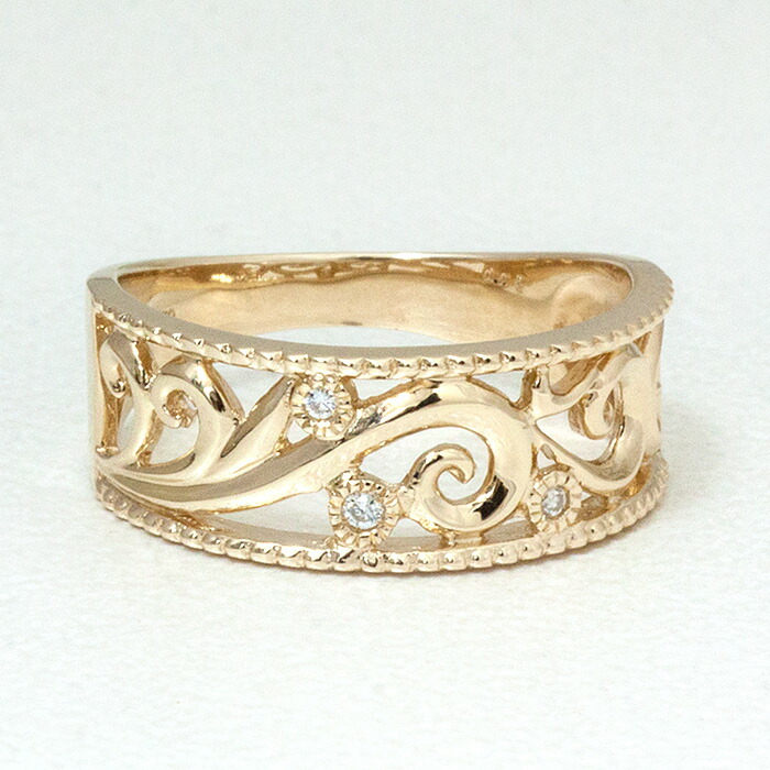 楽天市場】K18 K10 レース リング Vine ヴァイン 地金リング