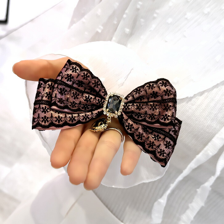 楽天市場】送料無料 レースリボンブローチ ブローチ ビジュー レース