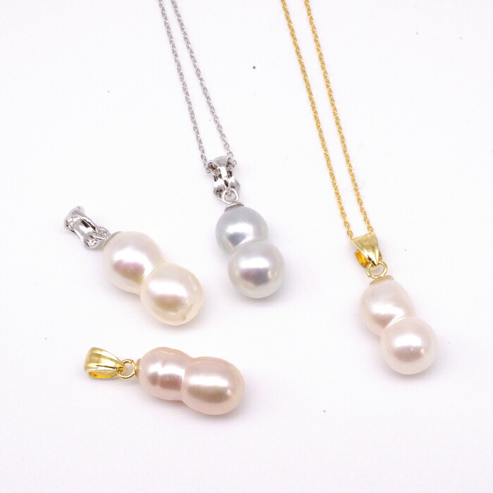 楽天市場】淡水 パール ペンダント 変形 双子パール 7～8.5mm