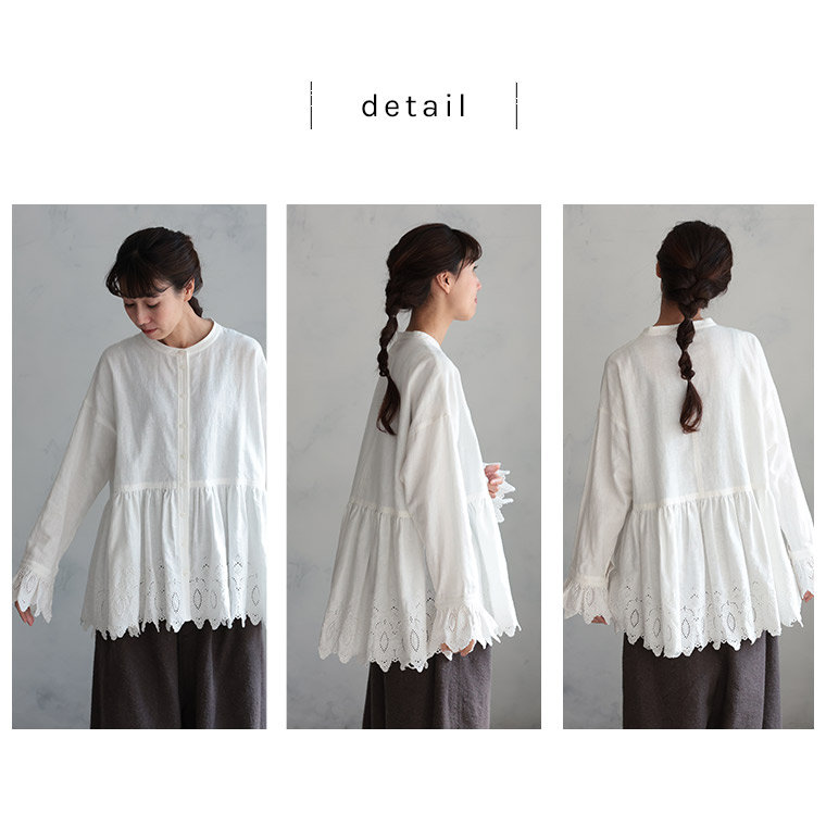 楽天市場】ニットの裾から、ひらっと出したいレースのブラウス M/L/LL