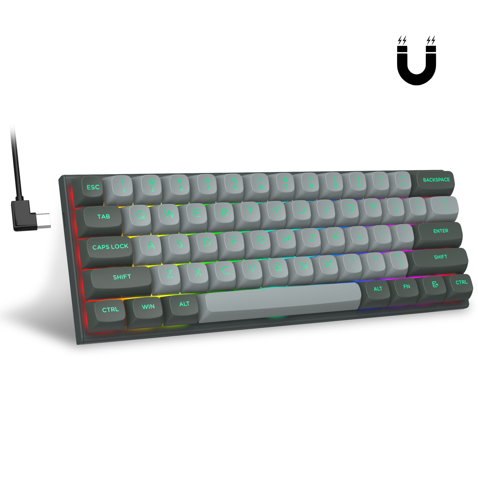 楽天市場】e元素 Hz-61 磁気軸 ゲーミングキーボード 60% 61キー