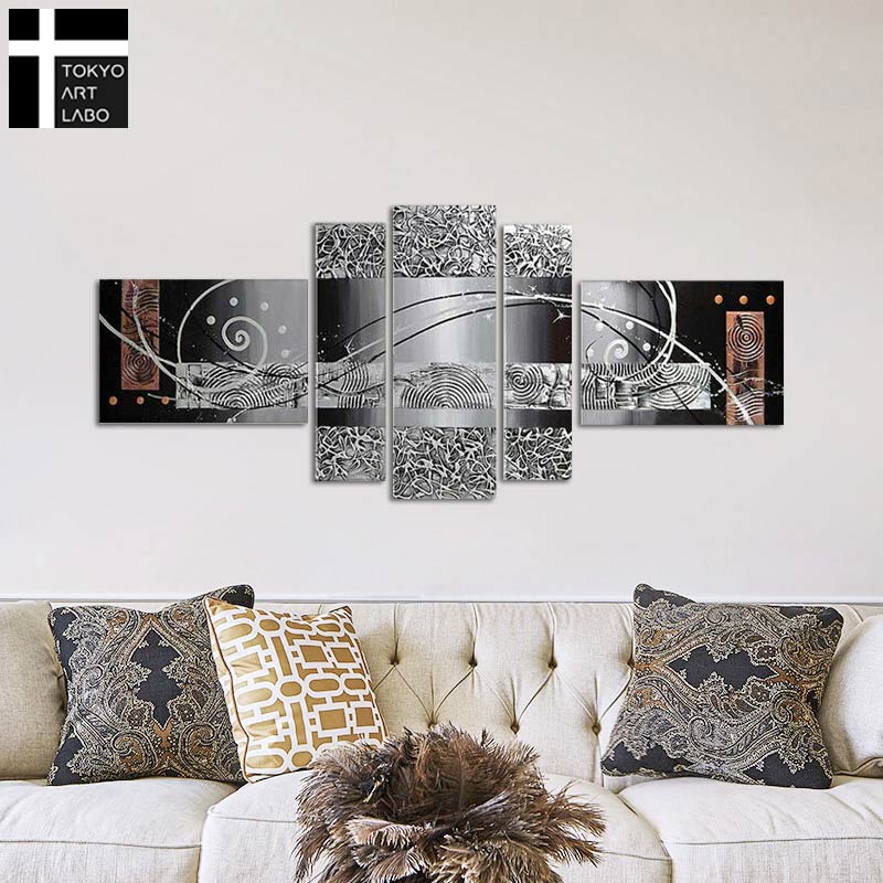 楽天市場】絵画 インテリア 壁掛け 銀の抽象 アートパネル モダン