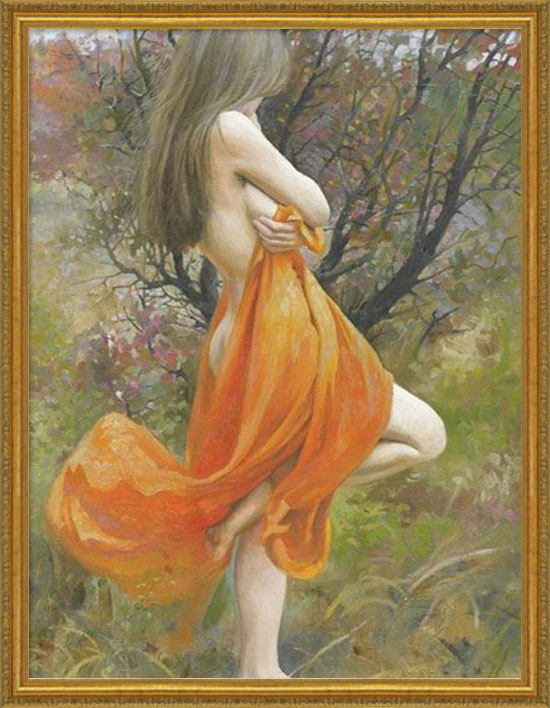 インテリア　絵画  油絵  題ー裸婦ー  f50 絵画 油絵 女性画「目覚め」手描き 直筆 人物画 裸婦画 30号サイズ 額