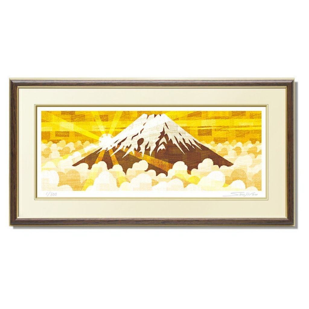 楽天市場】絵画 黄金富士 和風 壁掛け インテリア 版画 風景画 風水