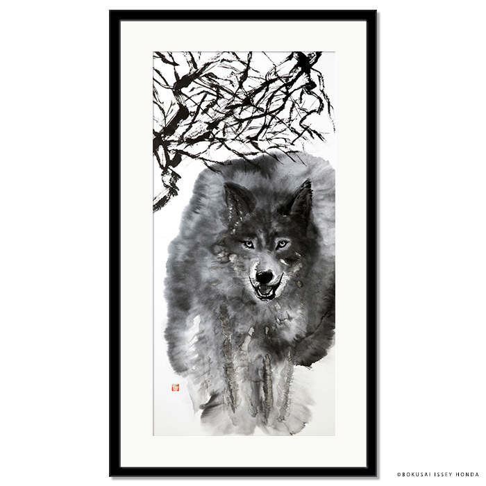 楽天市場】【限定クーポン配布中】 本田一誠 狼水墨画【気】日本