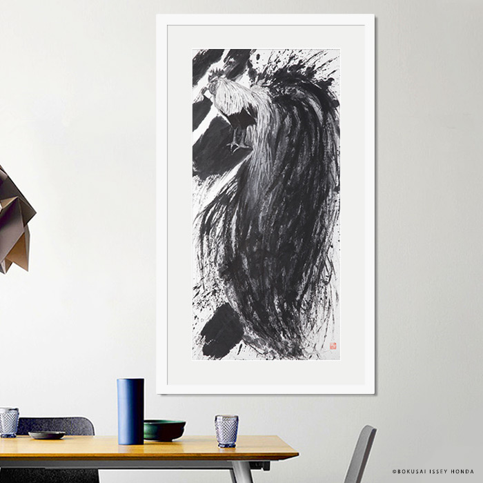 楽天市場】本田一誠 鶏水墨画【伸】尾長鶏 モダンなグレイッシュ