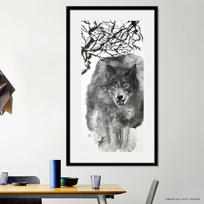 楽天市場】本田一誠 狼水墨画【気】日本オオカミ 革新的な技法で描かれ