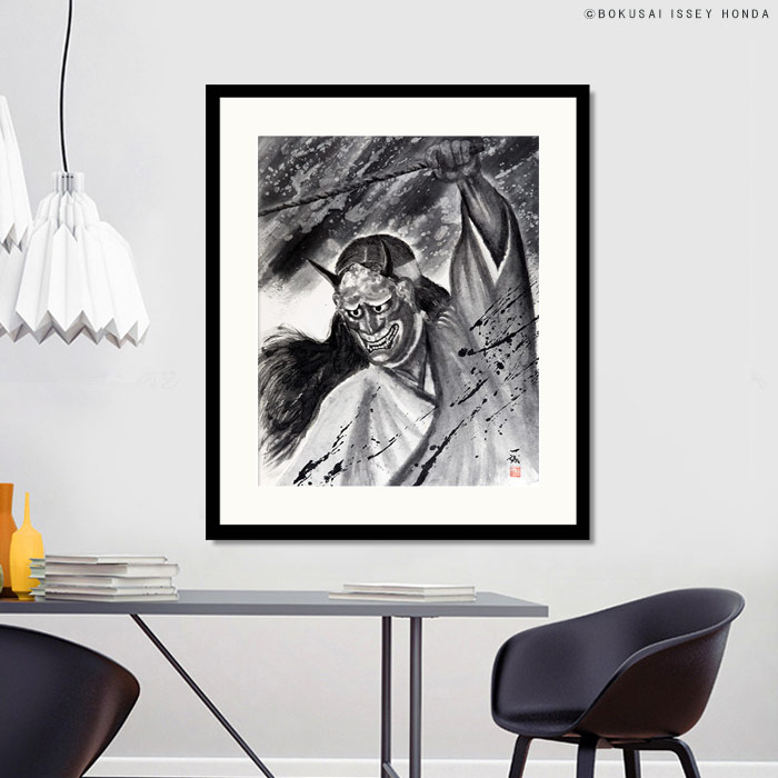 楽天市場】墨絵の躍動表現・般若面 本田一誠 能楽 グレー系インテリア