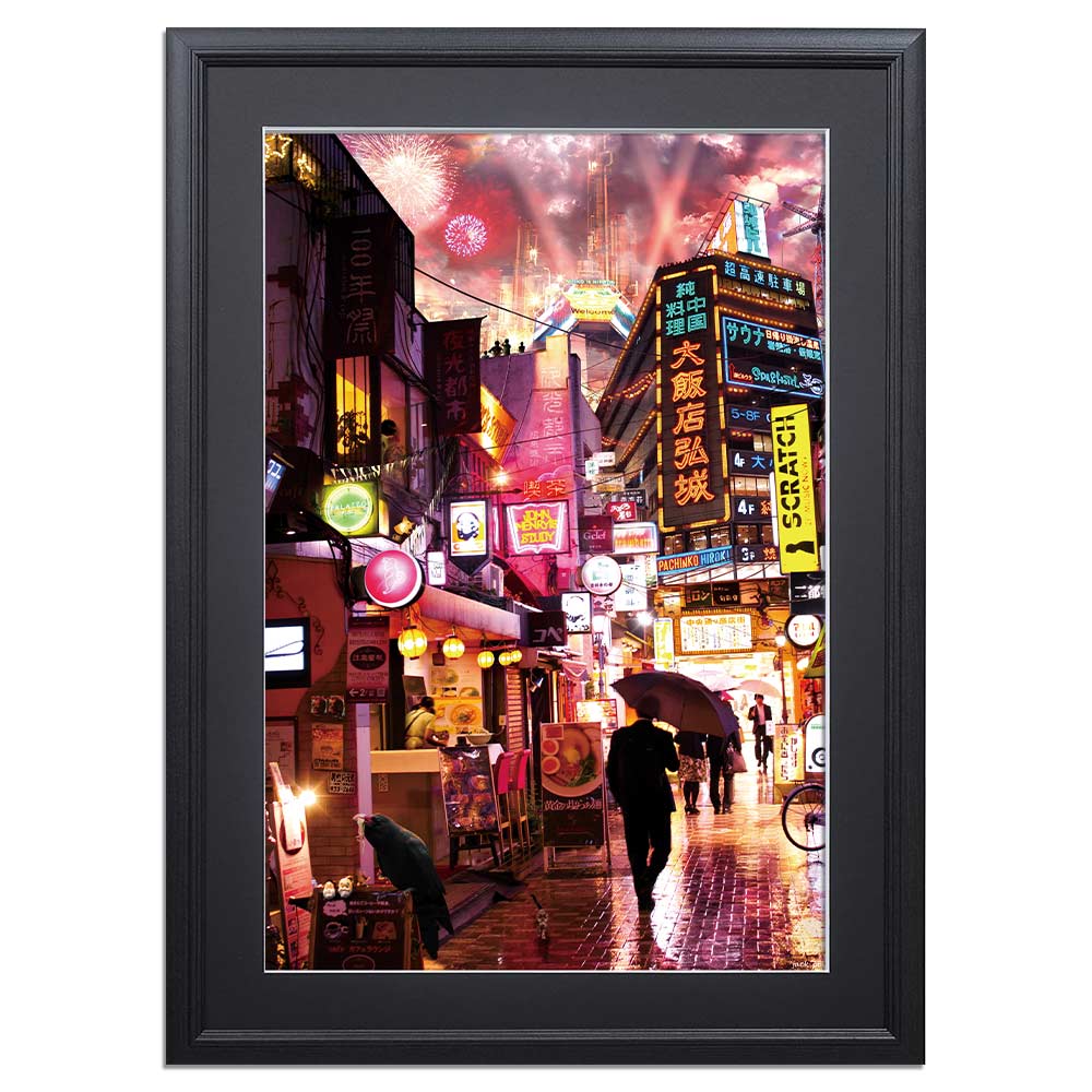 楽天市場】アートポスター「雨夜の夜光都市 百年祭 蒲田」フレーム付き