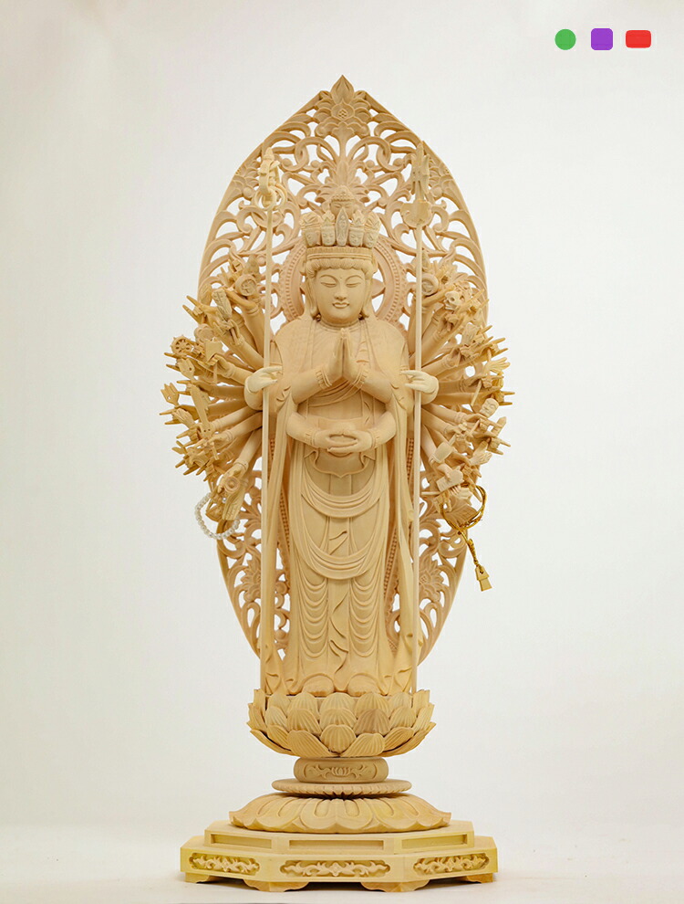楽天市場】【総高36cm】〜木彫り 仏像 千手観音〜仕様：無垢 / 素材