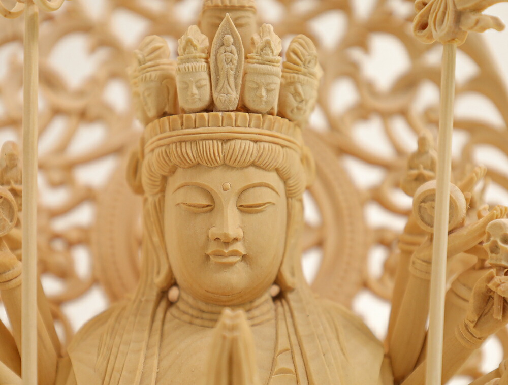 楽天市場】【総高36cm】〜木彫り 仏像 千手観音〜仕様：無垢 / 素材