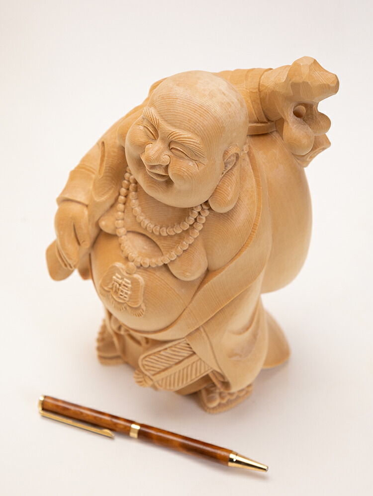 楽天市場】【高20cm】布袋様 木彫り 置物 仕様：無垢 / 素材：桧