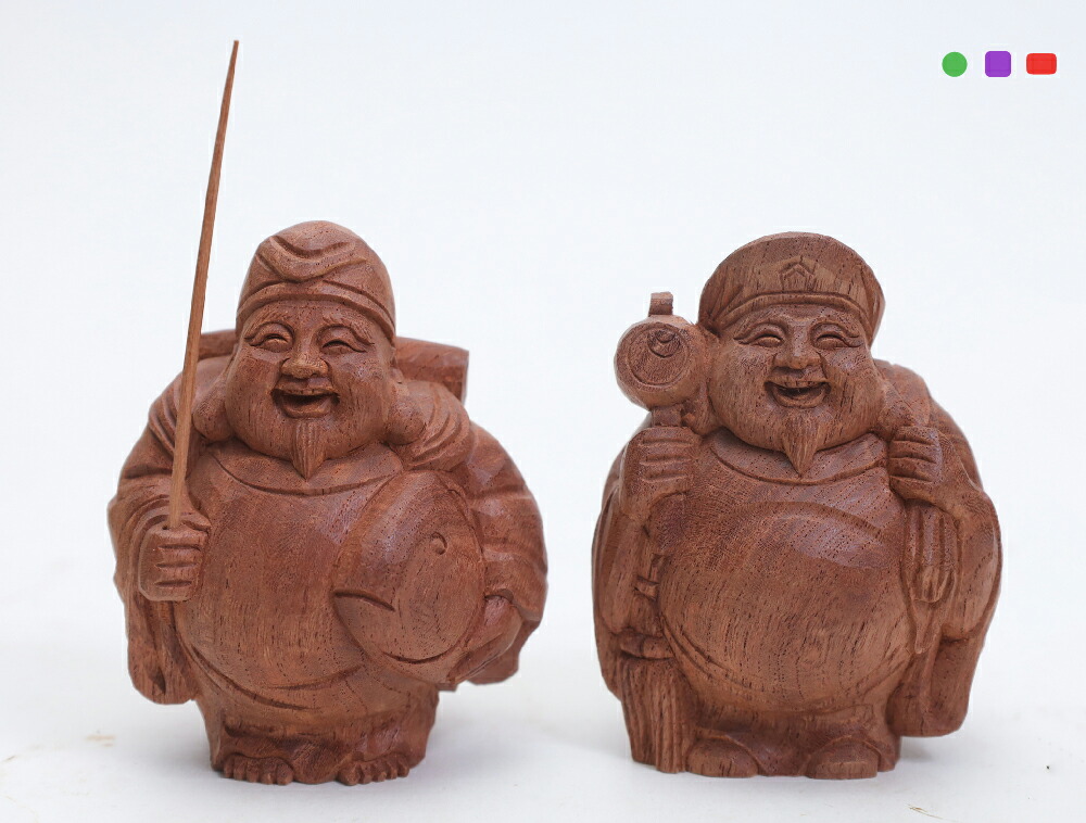 楽天市場】【総高12cm】恵比寿大黒 木彫り 福の神 縁起物一刀彫 / 材料