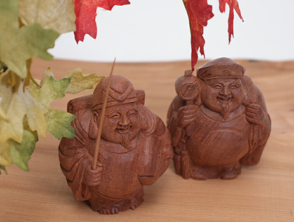 楽天市場】【総高12cm】恵比寿大黒 木彫り 福の神 縁起物一刀彫 / 材料