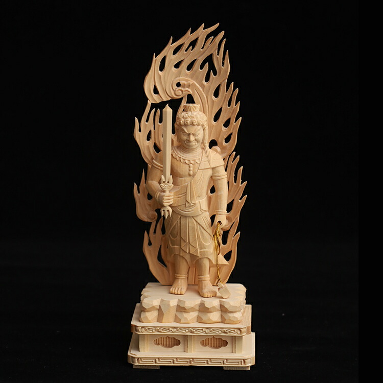 楽天市場】【総高21cm】不動明王 木彫 仏像 一刀彫 / 素材：桧（縁起物