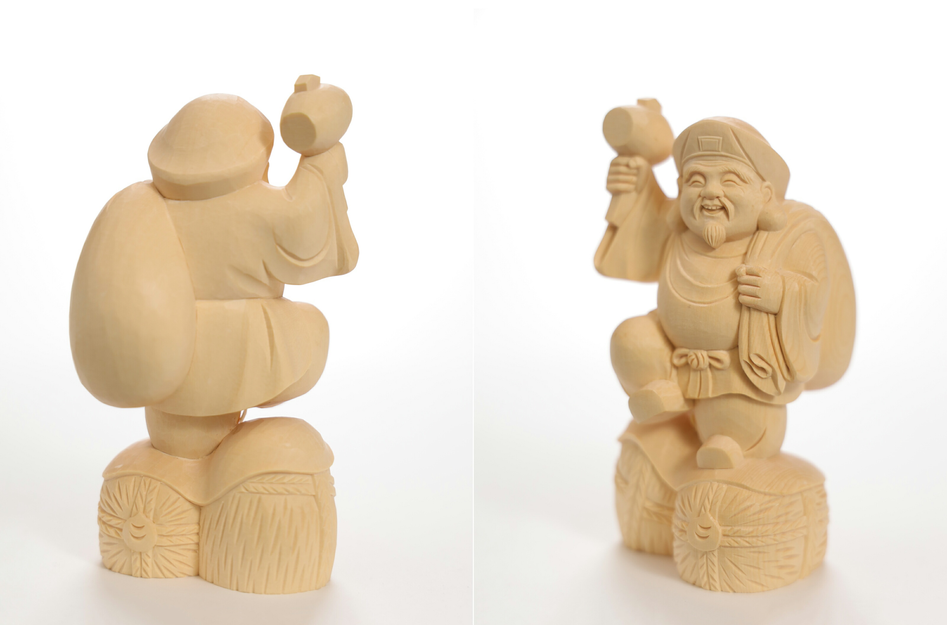 楽天市場】【横幅67cm】木彫り 七福神 置物 一刀彫 / 素材：ひのき