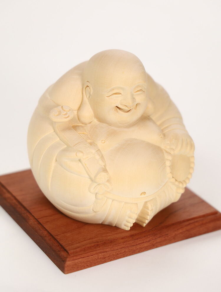 楽天市場】【総高13cm】布袋様 木彫り 置物 一刀彫 / 素材：ひのき