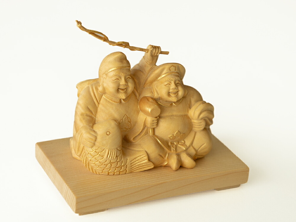 楽天市場】【横幅8cm】恵比寿大黒 木彫り 置物 一刀彫 / 素材：柘植