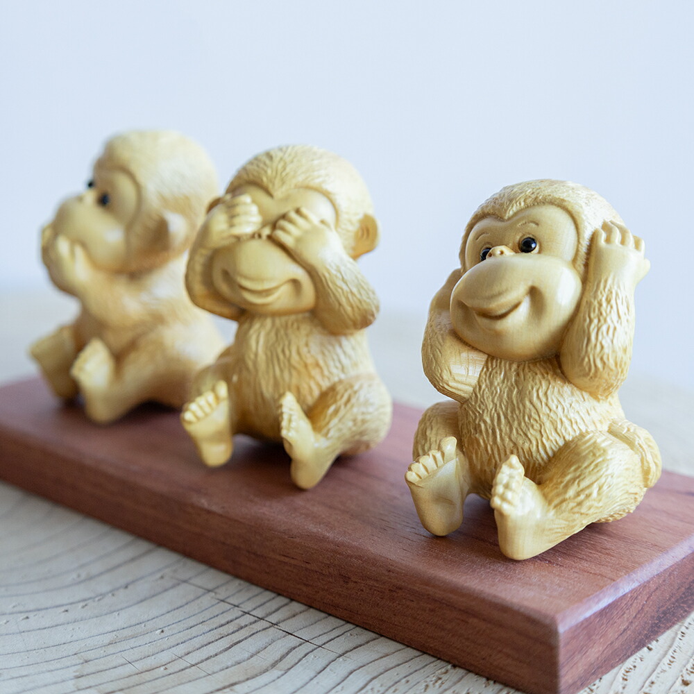 楽天市場】〜木彫り 三猿〜一刀彫 / 素材：柘植 : 津山銘木有馬店