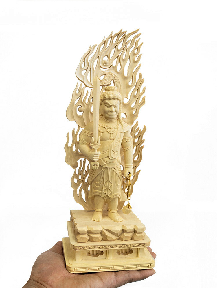 楽天市場】【総高31cm】不動明王 木彫 仏像 一刀彫 / 素材：柘植
