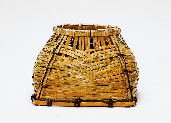 骨董品 華道道具 陶器 籠花入(そっくり)、ふこ山人 造 共箱 S1031KH