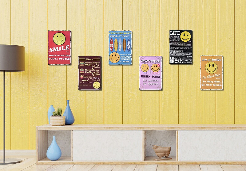 楽天市場】ブリキ看板 e スマイルマーク ポスター 絵 壁掛け