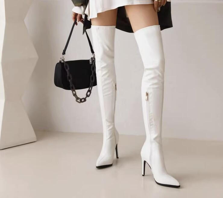 楽天市場】レディースブーツ ニーハイブーツ エナメル 10センチ/7