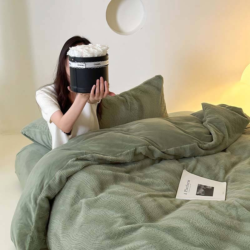 楽天市場】布団カバーセット 4点セット フランネル グリーン ダブル