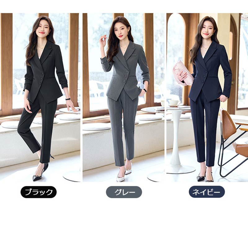 楽天市場】パンツスーツ レディース 大きいサイズ ブラック グレー