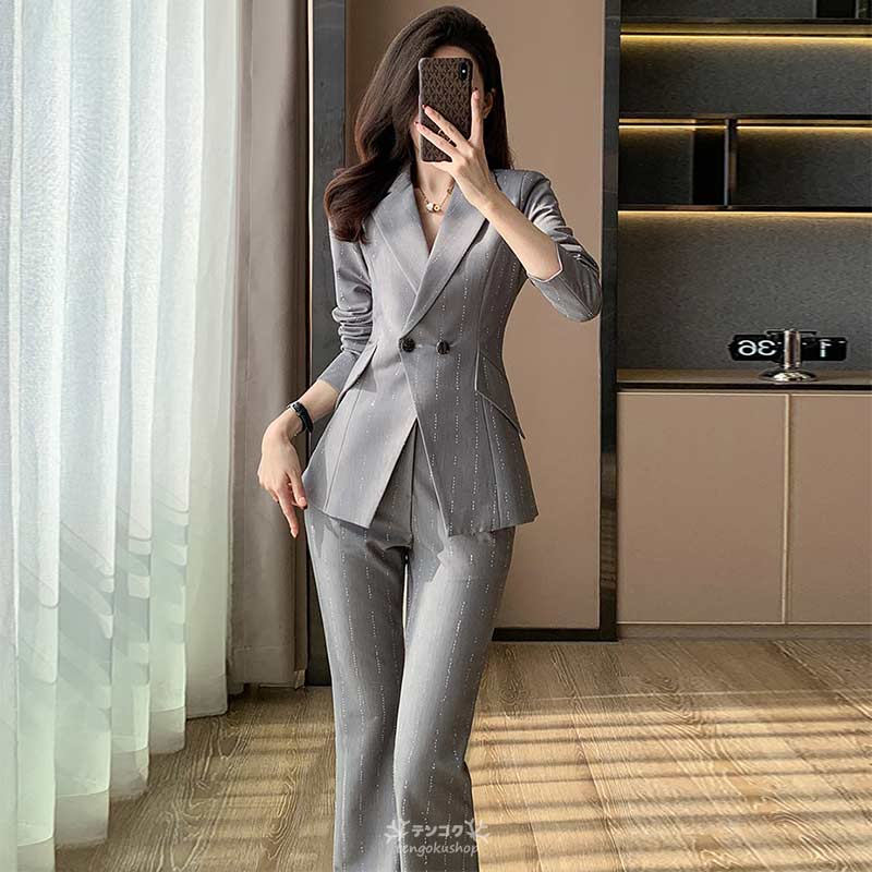 No.7☆ミ様23区パンツスーツグレー大きいサイズ44