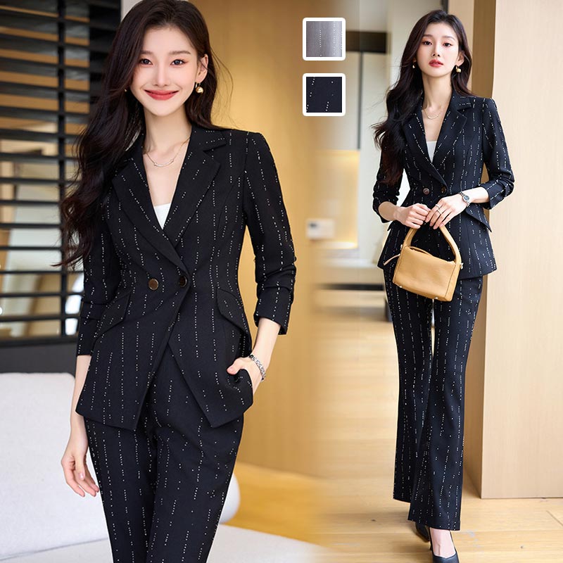 楽天市場】パンツスーツ グレー ブラック ワイドパンツ レディース